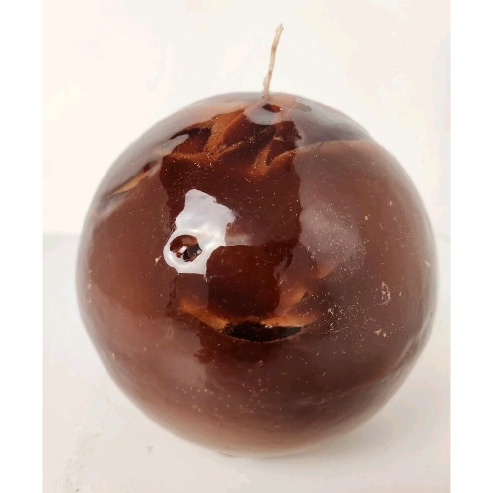 Vintage 5" Round Scented Wax Candle Brown Sphere